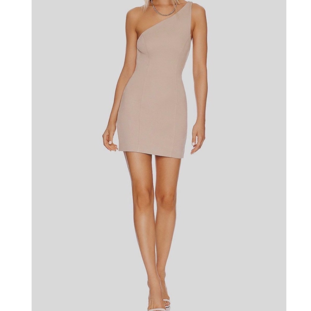 GAUGE81 Colorado One Shoulder Open Back Mini Dress Beige Size S Italian Fabric